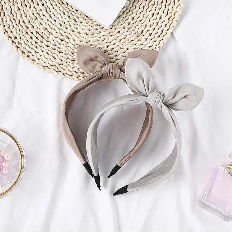 

Rabbit Ears Hairband Cloth Fabric Solid Bow Headband Women Girls Hair Head Hoop Bands Accessories For Girl Hairbands Headwear