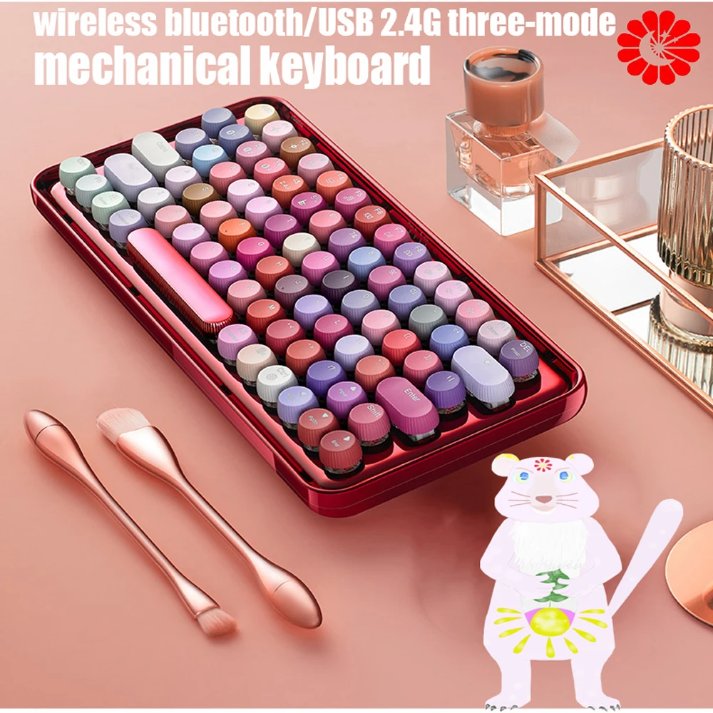 

gaming mechanical keyboard LED backlit 79-keys wireless bluetooth/USB 2.4G three-mode TYPE-C laptop keyboard for PC iPhone gamer
