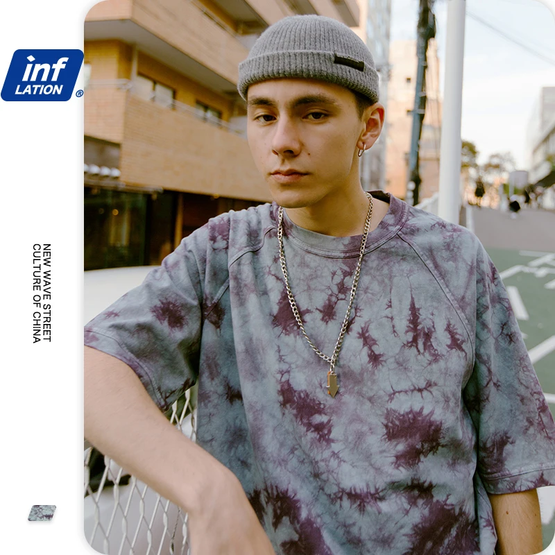 INFLATION Мужская футболка с узорами краской для галстука хип хоп Харадзюку смешная