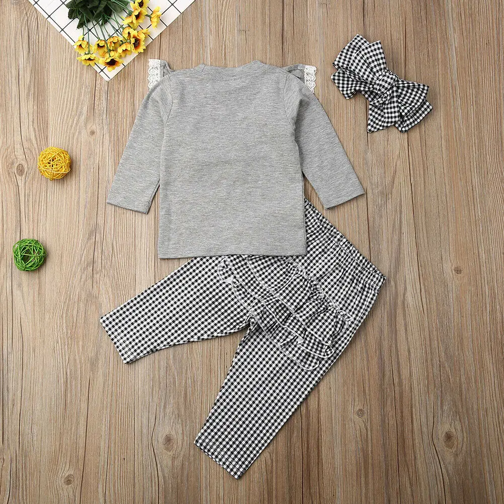 6M-4Years одежда для малышей комплект одежды девочек с воротником кружевом и
