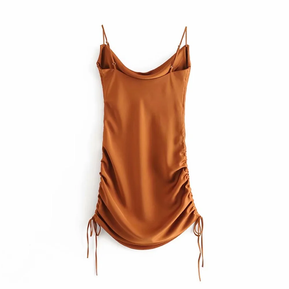 Весна 2020 новое женское шелковое однотонное платье-комбинация двустороннее