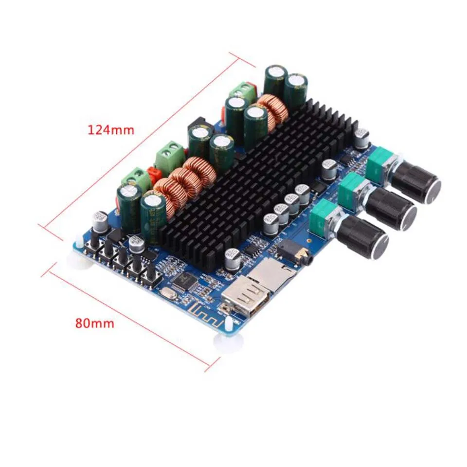 Цифровой усилитель мощности TPA3116 DC 12 В 24 50 Вт + 100 Bluetooth USB TF декодирование 2 1 канала
