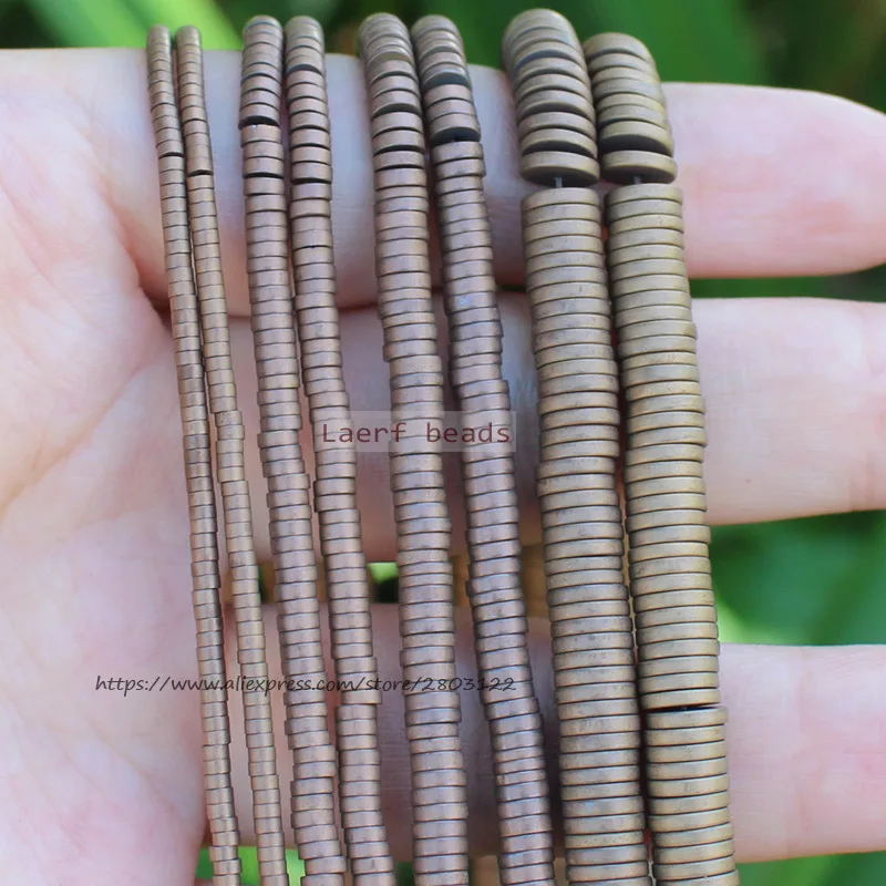 

Very Shining ! 380pcs Natural Hematite MatteCopper HaiXi/Disc Shape1x2-6mm Loose beads 15inch/38cm,For DIY Jewelry making !