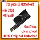 Материнская плата для iphone X, бесплатный icloud, 100% оригинальные разблокированные полные чипы, хорошо протестированная логическая плата 64 Гб 256 Гб, поддержка обновления и 4G LTE