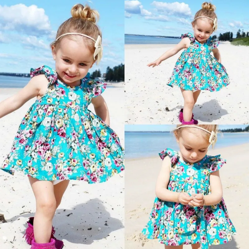 Girls Cute Floral Sweet Summer Baby Girl Lotus Leaf Dress Beach Skirt Underwear Clothing Suit baby girls dress