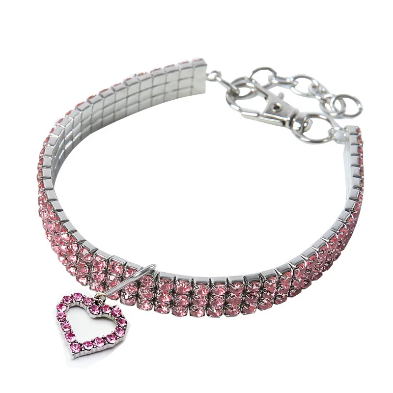 Великолепные элегантные сердце-образный ошейник Стразы для кота шеи малых и