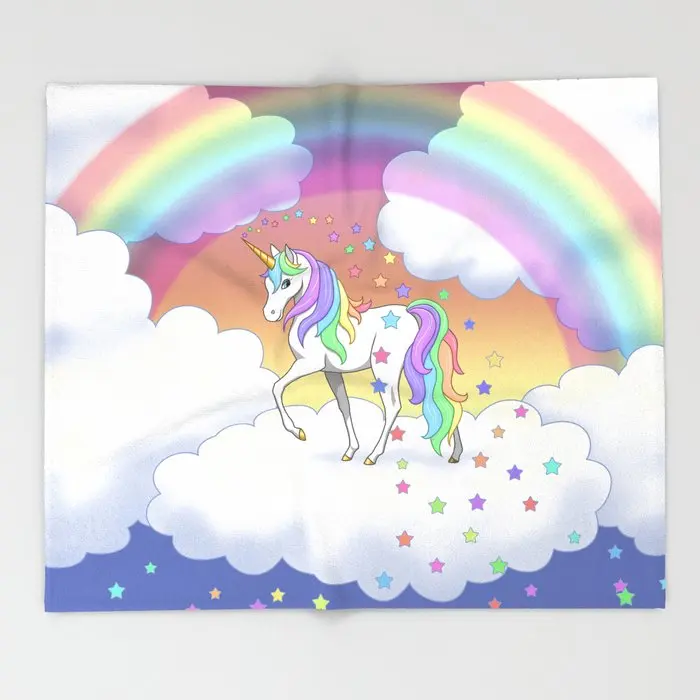 

Rainbow Unicorn Throw Blanket Portable Soft Bedspread Home Decoration Microfiber Flannel Blankets for Beds