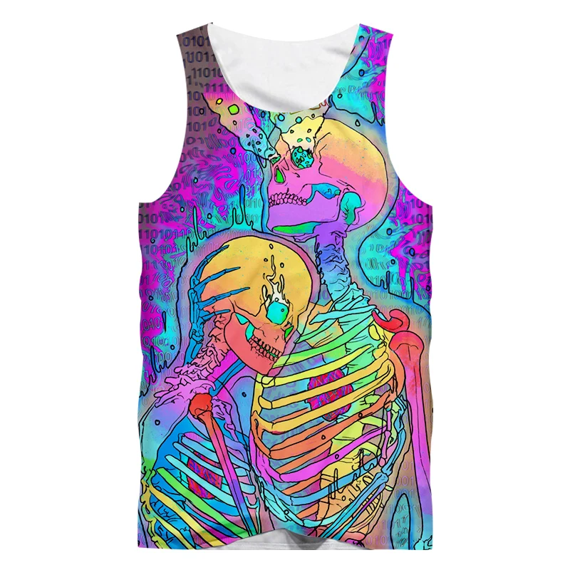 

Digital Printing Sublimation 3D Full Printing Vest Leaf Pattern Eye Tank Top Men Hip Hop Street Clothing Drop-ship Apparel