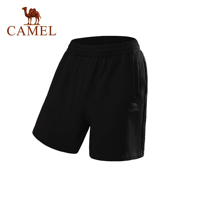 CAMEL мужские спортивные шорты для тренировок в тренажерном зале, бега для фитнеса, кросфита, хлопок, спандекс, дышащие однотонные тренировочные с карманом - Цвет: 149Black