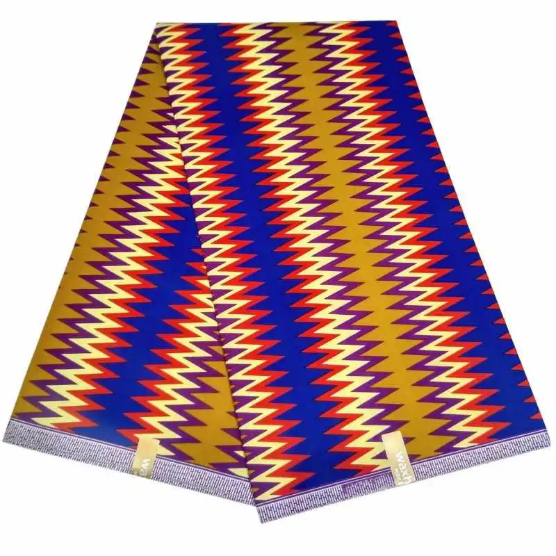 Полиэстер новый дизайн африканская восковая ткань синий и желтый печатная