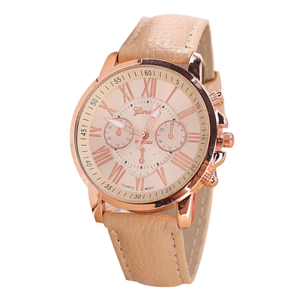 13 Fashion Brand Multi-function Analogue Round Big Dial Quartz Leather Strap Watch Wristwatch Coloful Strap - Цвет: 13