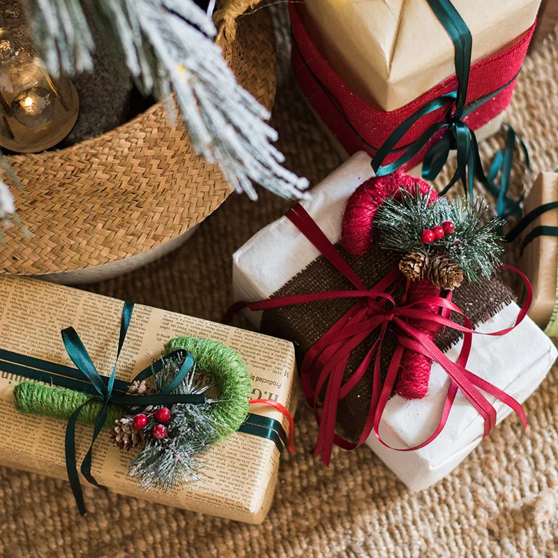 Тканевый клетчатый декоративный шнурок со звездами рождественское подвесное