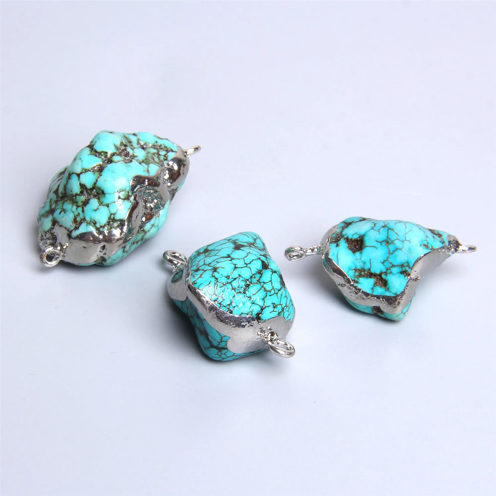 Кулоны с разъемами из натуральной бирюза 10 шт. нерегулярный натуральный камень