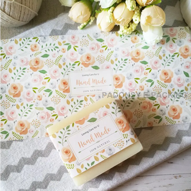 Оранжевая кремовая Роза печатная стандартная упаковка для мыла ручной работы
