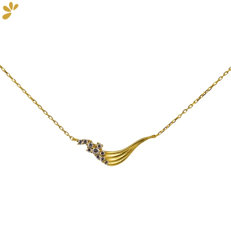 

Original Design 925 Sterling Silver Sea Wave Pendant Necklaces For Women Fine Jewelry Zircon Simple Trendy Necklace Party Gift