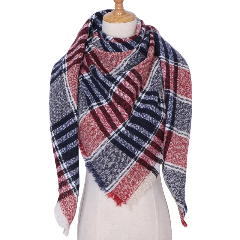 2019 knitted women scarf plaid warm cashmere scarves shawls luxury brand bandana pashmina lady wrap knit blanket neck striped |