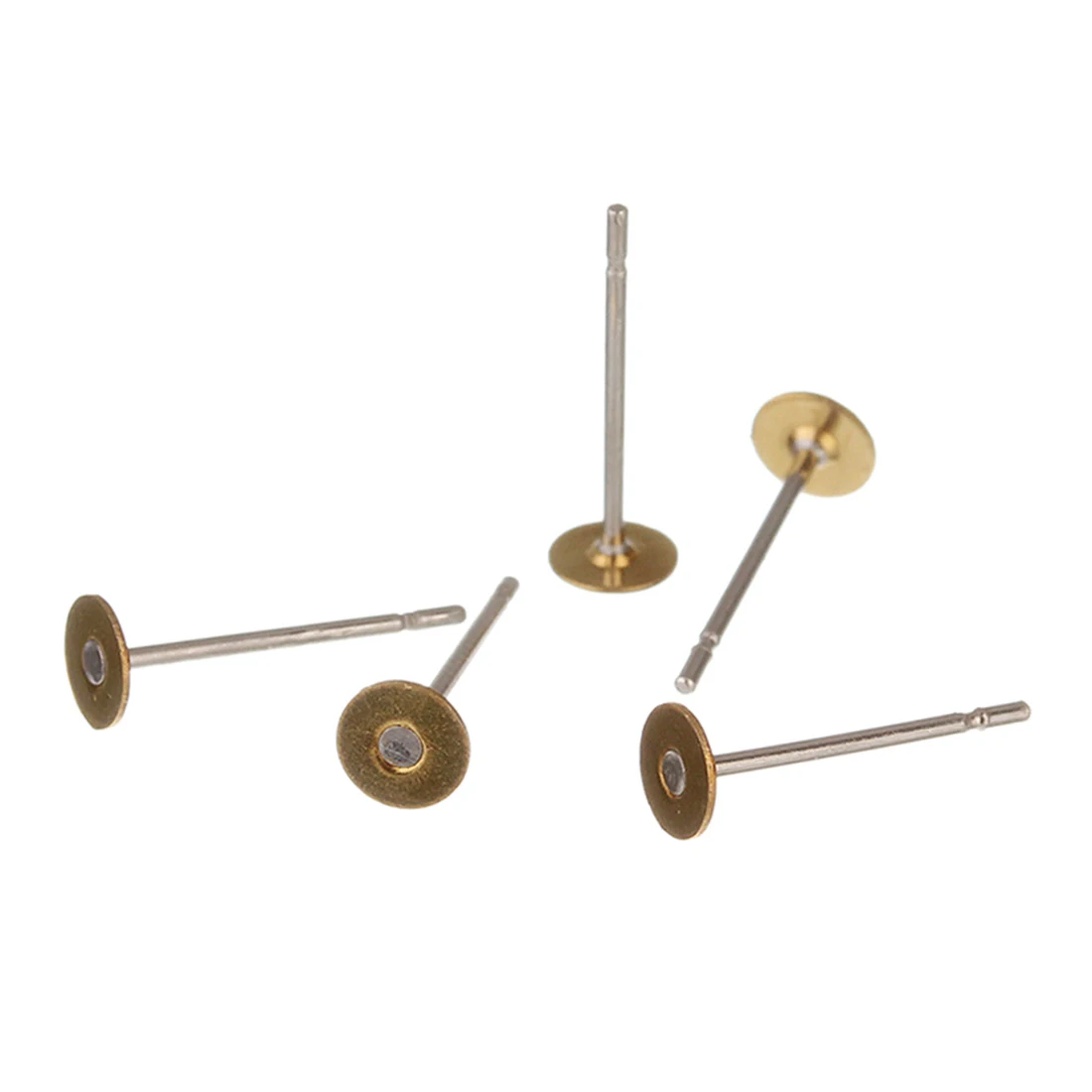 

Пустая основа для сережек-гвоздиков из нержавеющей стали, 100 шт./лот, железные плоские застежки для сережек, фурнитура для изготовления ювел...