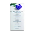 Индивидуальное голубое меню с пылью, голубое меню с цветами, обеденное меню, цветочные синие меню, открытки сделай сам, свадебное меню, свадебное обеденное меню, открытка меню