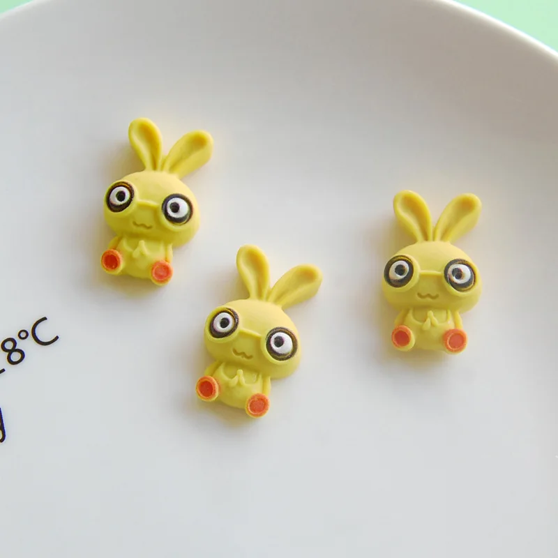

10Pcs Kawaii Resin Rabbit Decoration Crafts Flatback Cabochon Animal Scrapbooking Embellishments Beads DIY Accessories 24*14mm