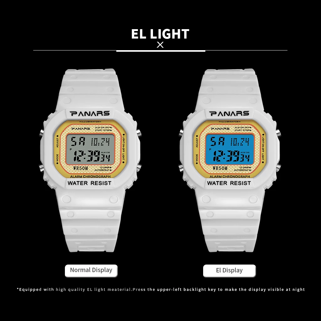 Женские цифровые часы с подсветкой 5 бар унисекс прозрачные