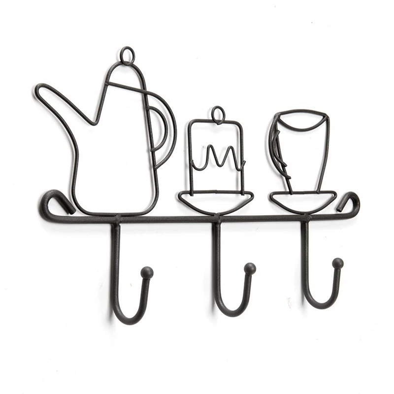 

Wall Mounted Hooks Rack,11 Inches Iron 3 Hooks Kitchen Home Restaurant Keys Coats Cups Decorative