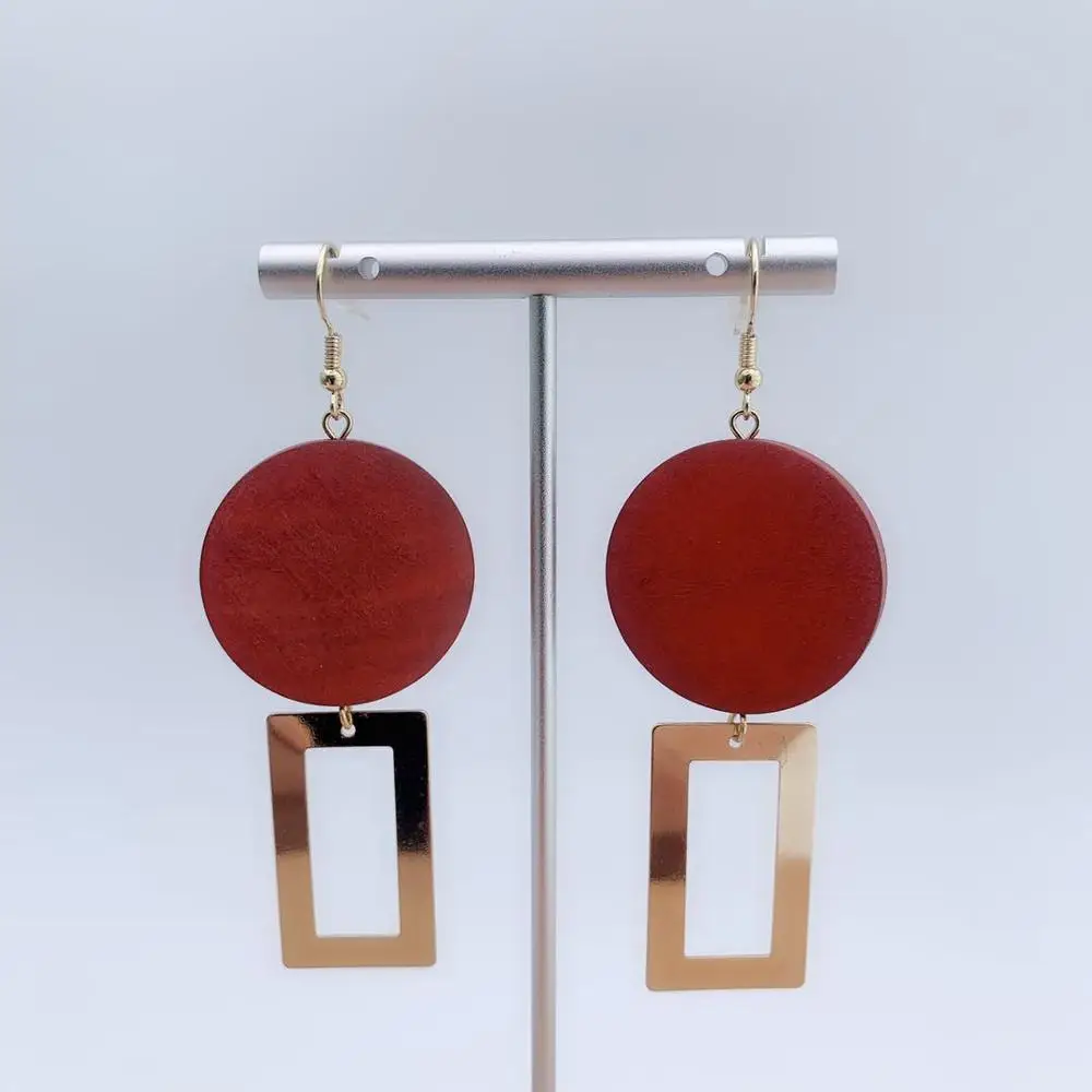 Новые золотые деревянные серьги модные ювелирные свадебные подарки для