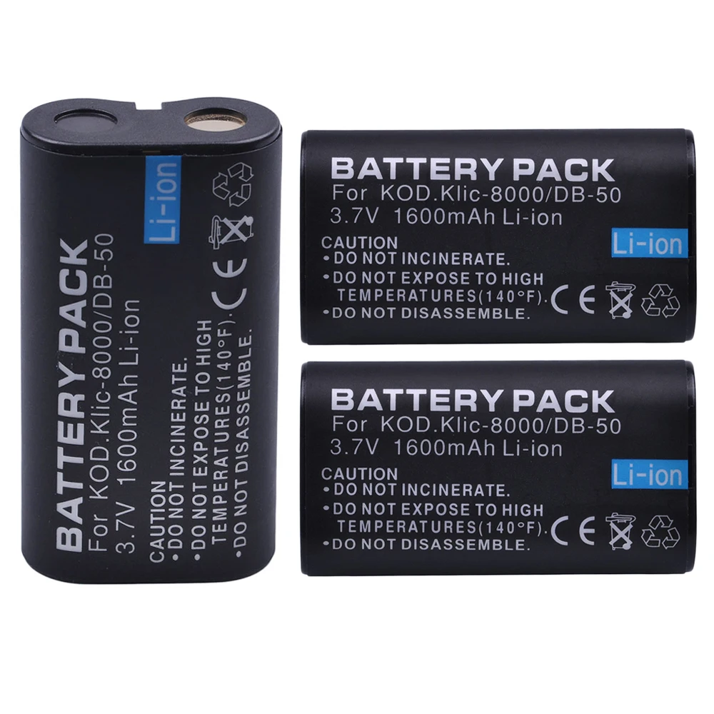 3Pcs Klic-8000 DB-50 Klic 8000 Klic8000 Battery for KODAK Z612 Z712 Z812 IS Z1085 Z1015 Z1012 Z1485 Z8612 Zx1Digital Camera