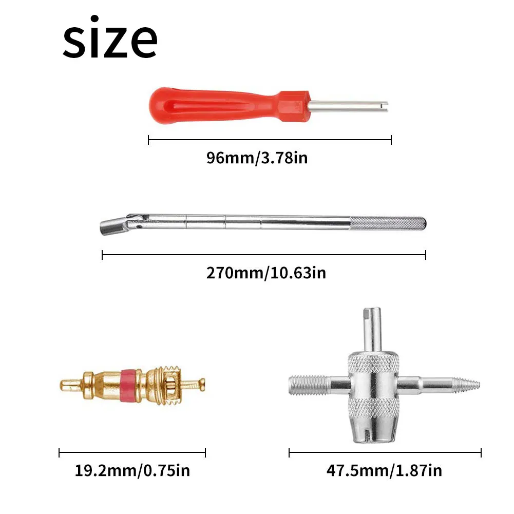 

Bicycle Valve Replacement Kit 4 In 1 Schrader Valve Core Remover Tyre Valve Tool For Mountain Bike Cycling Herramienta Bicicleta