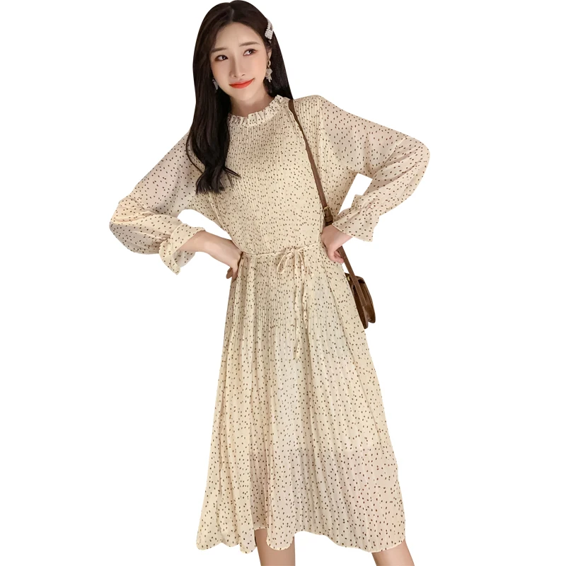 2021 Цветочное платье Свободные плиссированные вечерние платья шифоновое до