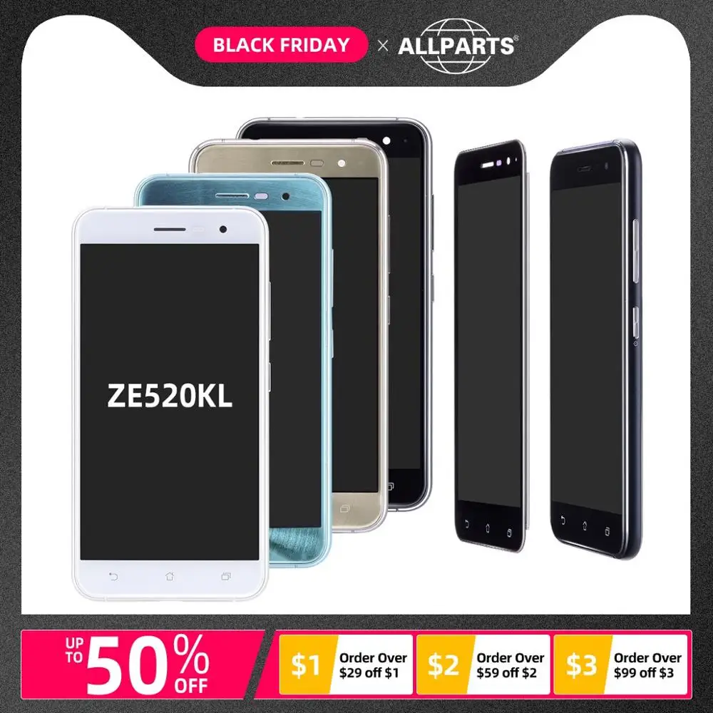 Дисплей для ASUS Zenfone 3 ZE520KL Z017D Z017DA Z017DB LCD в сборе с тачскрином на рамке черный белый золотой