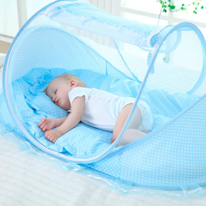 

Baby Bedding Crib Netting Folding Baby Mosquito Nets Bed Mattress Pillow Three-piece Suit For 0-3 Years Old Children