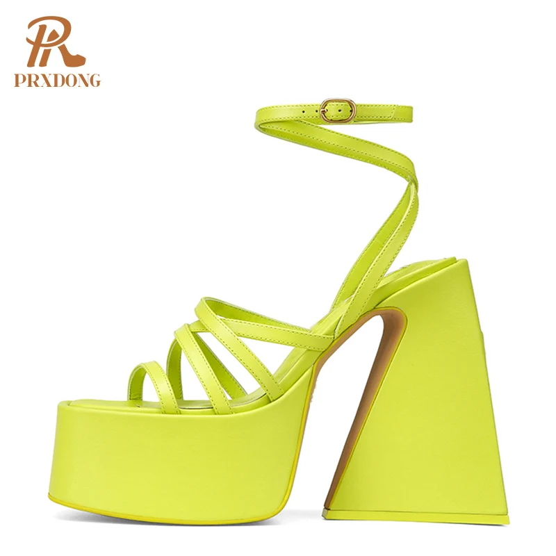 

New 2022 Hot Summer Women Sandals Thick High Heels Platform Black White Dress Party Wedding Gladiator Sandals Shoes Woman Pumps