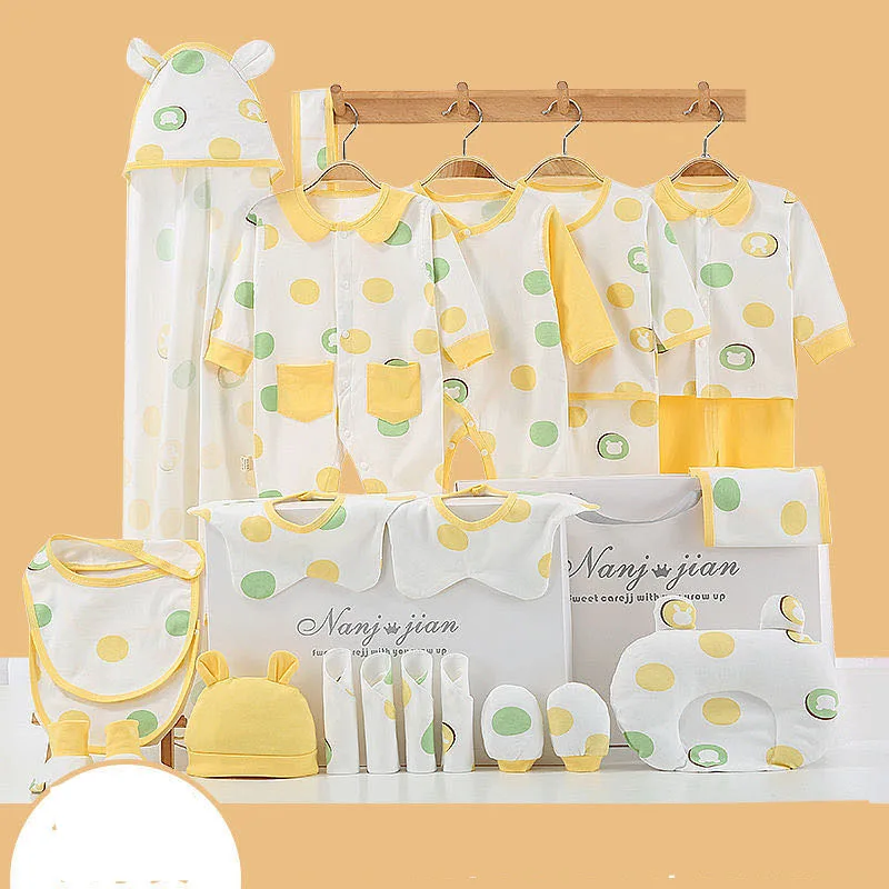 

New Newborn Cotton Suit Four Seasons Soft Kids Comfortable Dot PrintingComfortable Baby Full Moon Clothing Without Box XB223