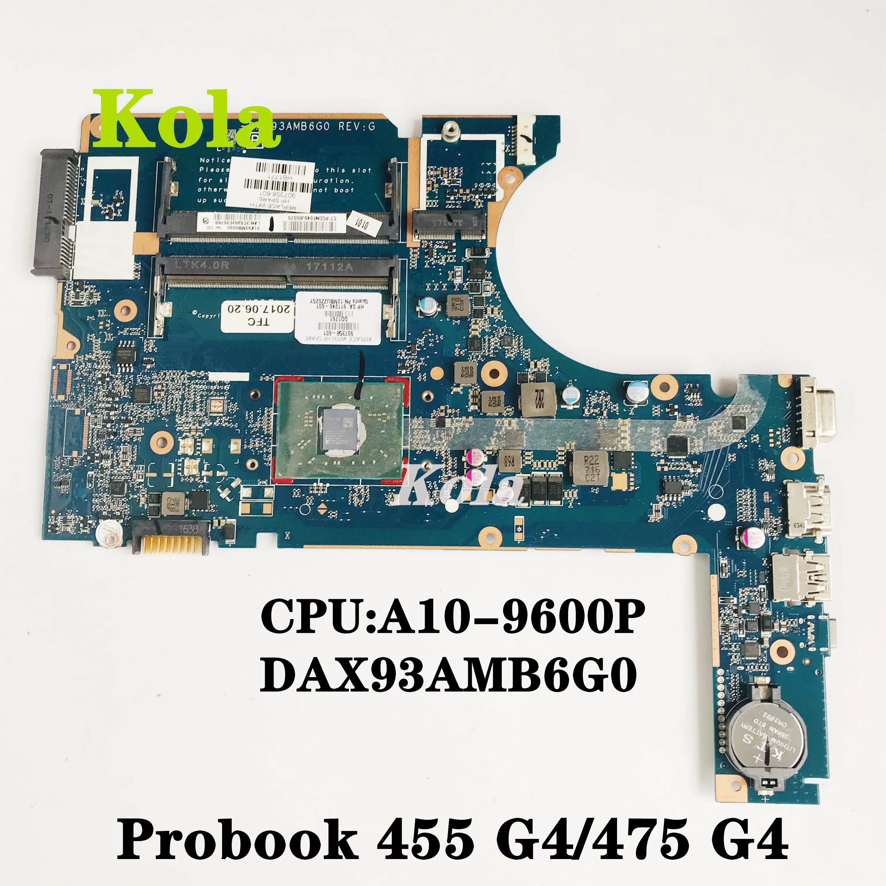 907356-601 907356-001 для HP ProBook 455 G4 475 X93A материнская плата ноутбука DAX93AMB6G0 с процессором