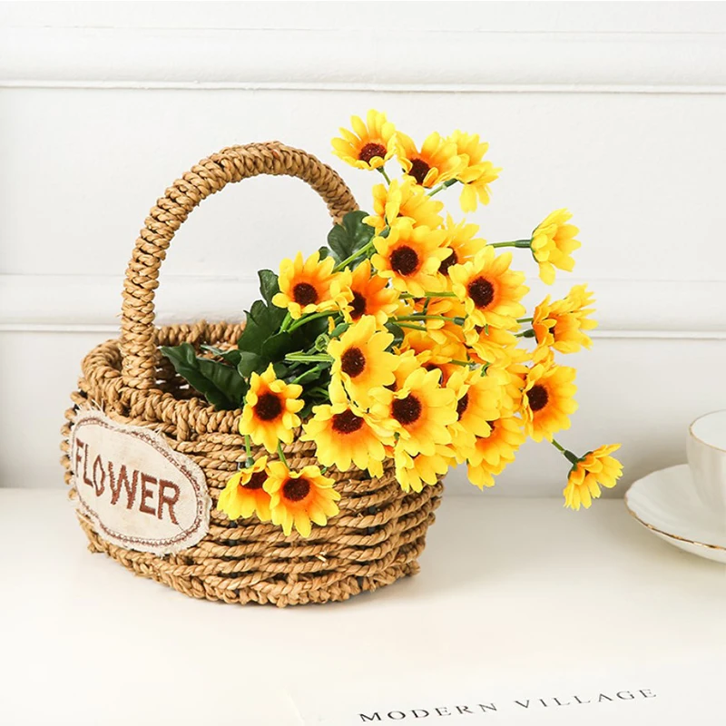 

Искусственные цветы, Подсолнухи, 1 букет, настоящие на ощупь растения, Шелковый тропический искусственный букет, украшение для дома, сада, св...