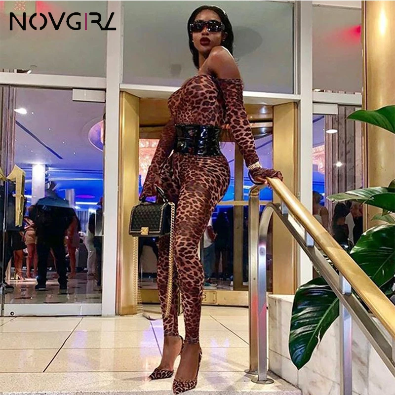 Novgirl с принтом Зебра Ночное для клуба вечеринки комбинезон Для женщин 2019 осенние