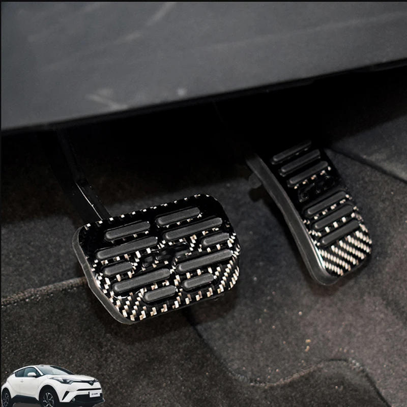 

Для Toyota C-HR углеродного волокна педаль акселератора педаль тормоза Защитная крышка & украшение автомобиля Аксессуары Анти-скольжение