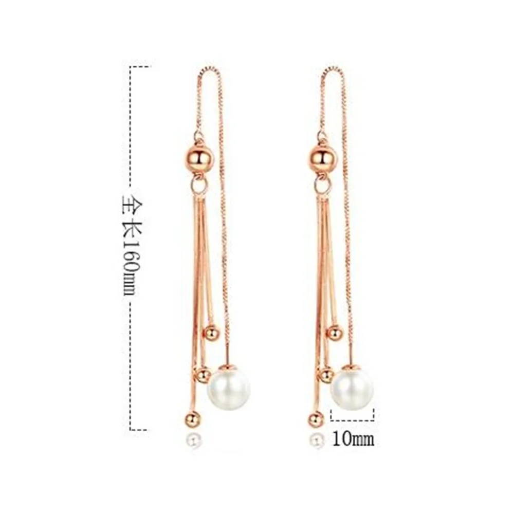 

925 Sterling Silver New Woman Jewelry Pearls Round Retro Cutout Tassel Earrings Long Section Silver