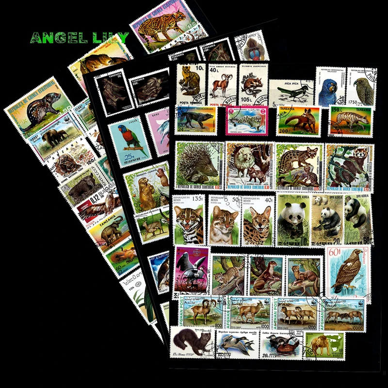 

50 PCS Topic Animal Unused Postage Stamps With Post Mark For Collection