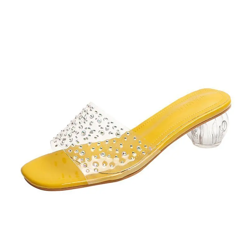 

Summer High Heels Crystal Slippers Women Platform Sandals Transparent Jelly Shoes Open Toe Slides Fashion Female Outdoor Slipper