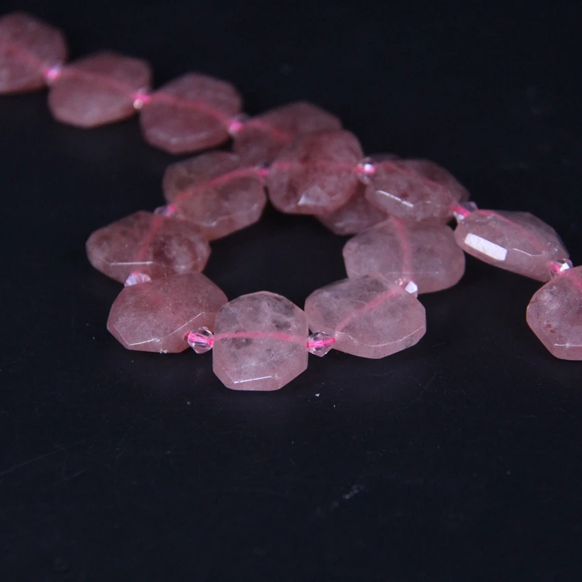 22 шт/прядь граненые Клубничные кварцевые плиты саморезы свободные бусины