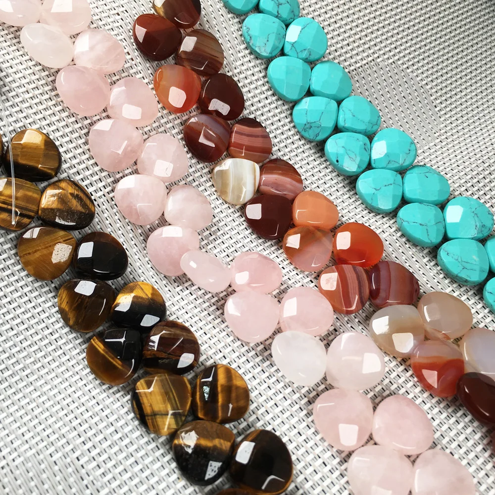 

Faceted Beads Natural Stone Agates Turquoises Tiger Eye Bead Drop Shape Crystal Scattered beads For Jewelry Making DIY Bracelet