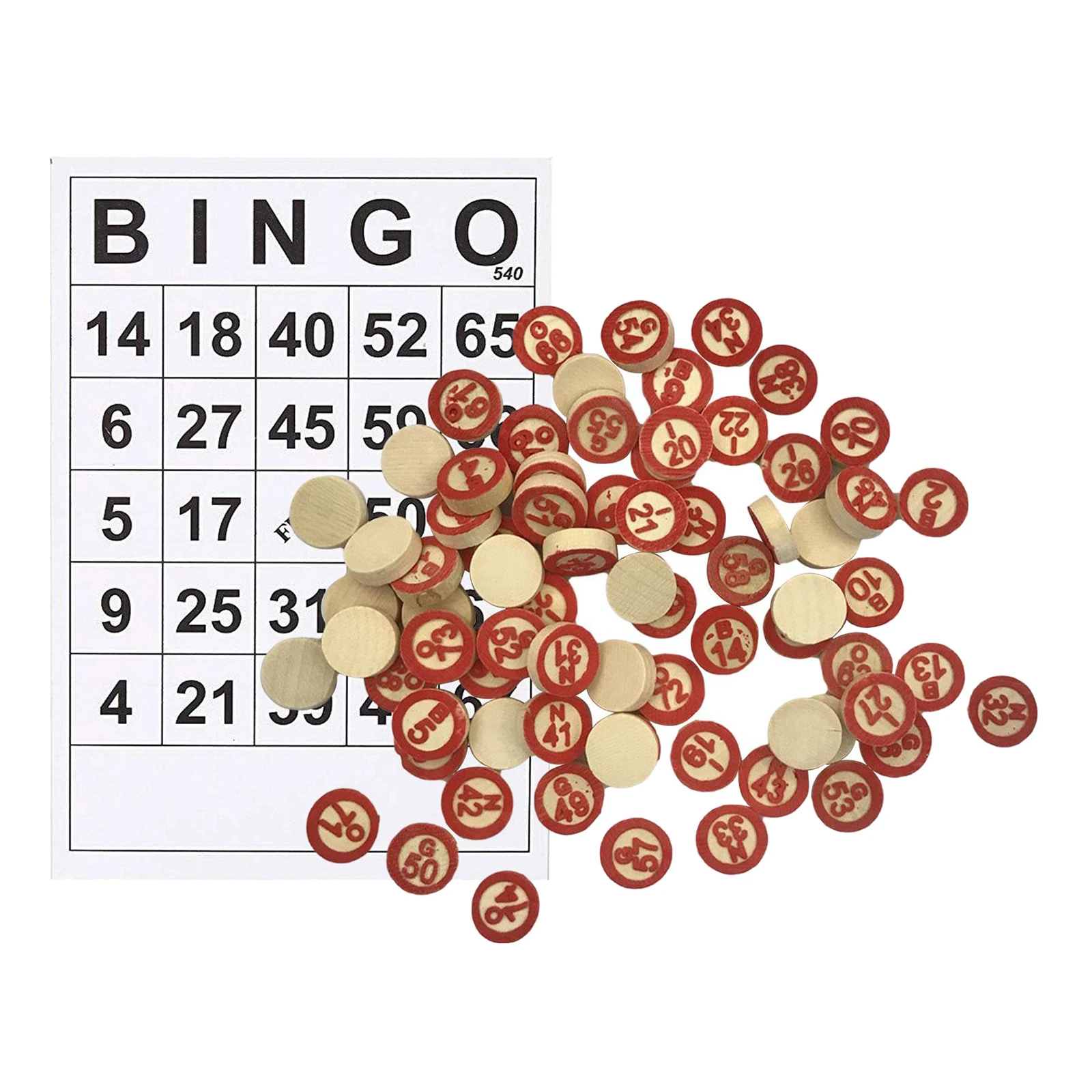 

40pcs Classic Bingo Cards 75 Numbers Chips Card Game Adults Kids Family Toy
