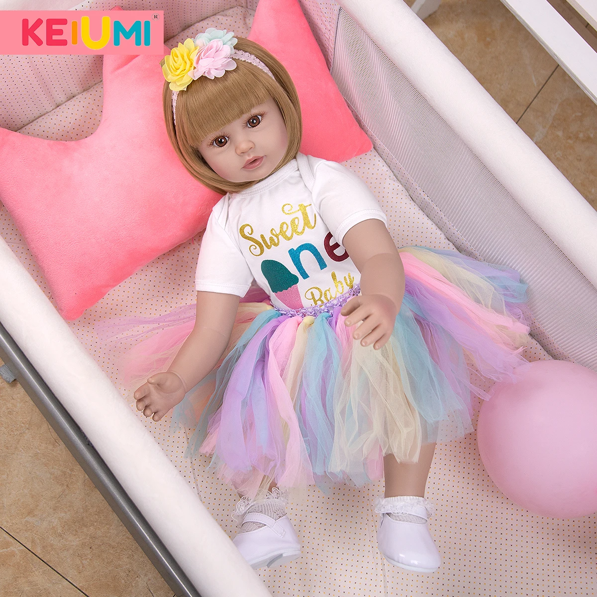 

KEIUMI New Arrival Reborn Menina Doll Realistic Baby Girl 60Cm Gold Hair Lifelike Princess Playmates For Children Birthday Gift