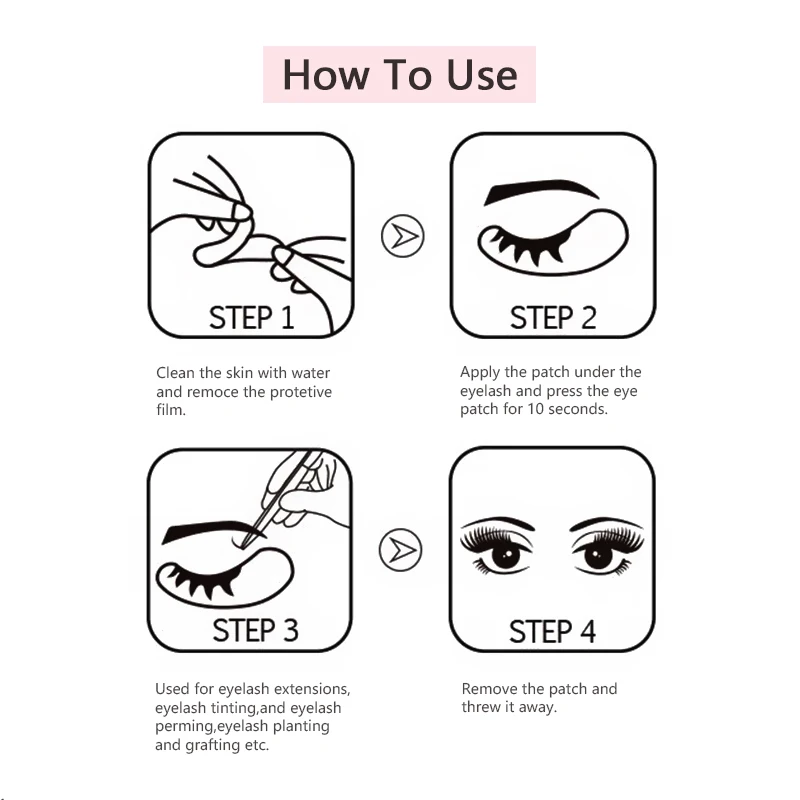 

50/100 Pairs/Lot Patches for Eyelash Extension Under Eye Pads Paper Patches Pink Lint free Stickers for False Eyelashes