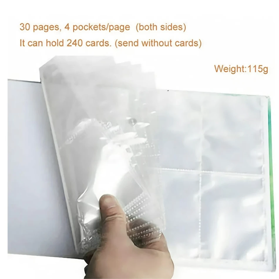 Carpeta de cartas de dibujos animados de Pokemon para ni&ntilde;os, libro de cartas de mapa de Anime, colecci&oacute;n de lista cargada, juguete para regalo, 240 Uds.-4