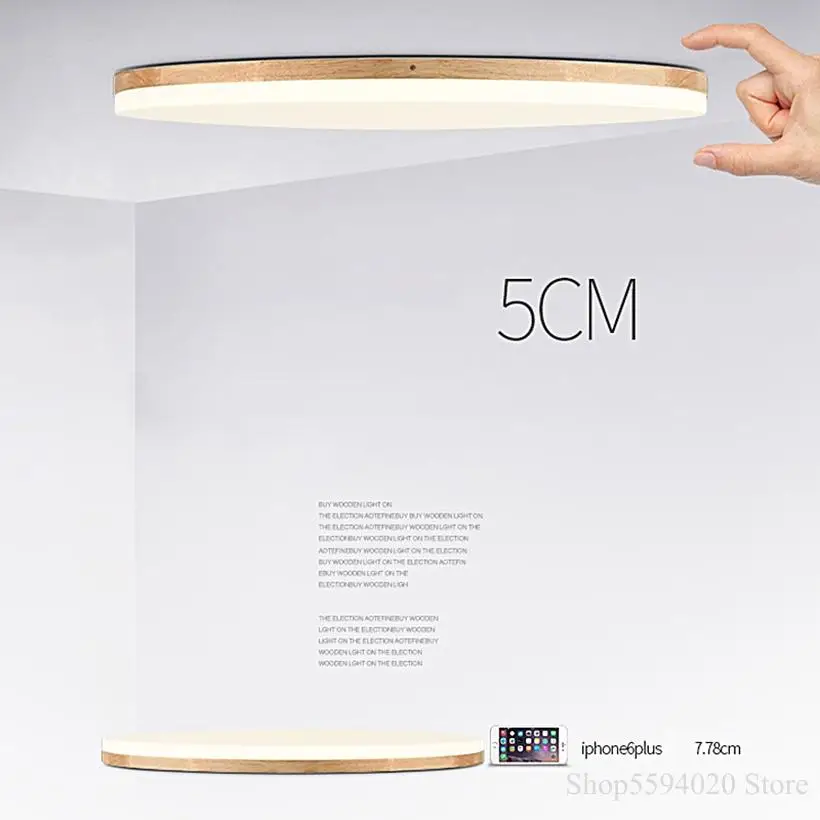 Скандинавский деревянный светодиодный потолочный светильник s Ультратонкий 5 см