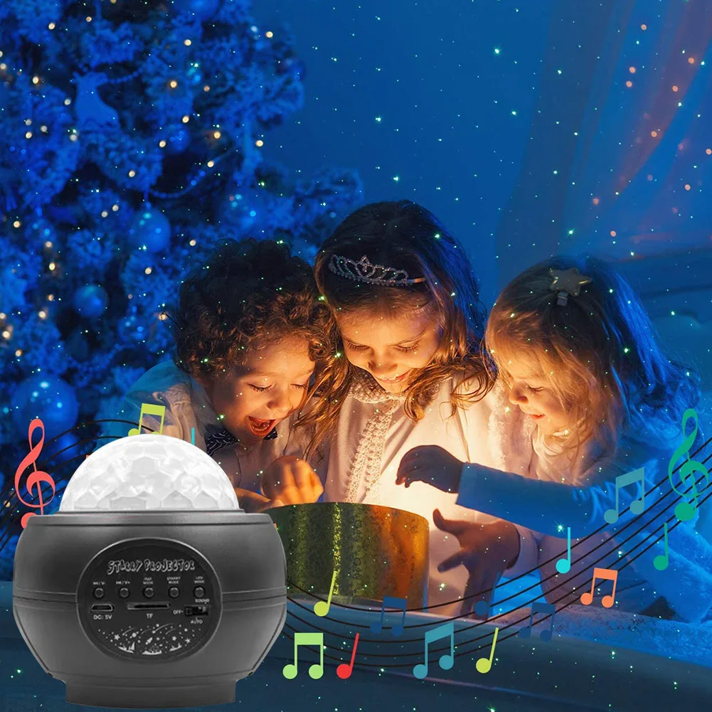

Ceiling Bluetooth Music LED Lamp Star Projector Water Wave Night Light With Remote Control Atmosphere Home Decor Kids Gift Magic