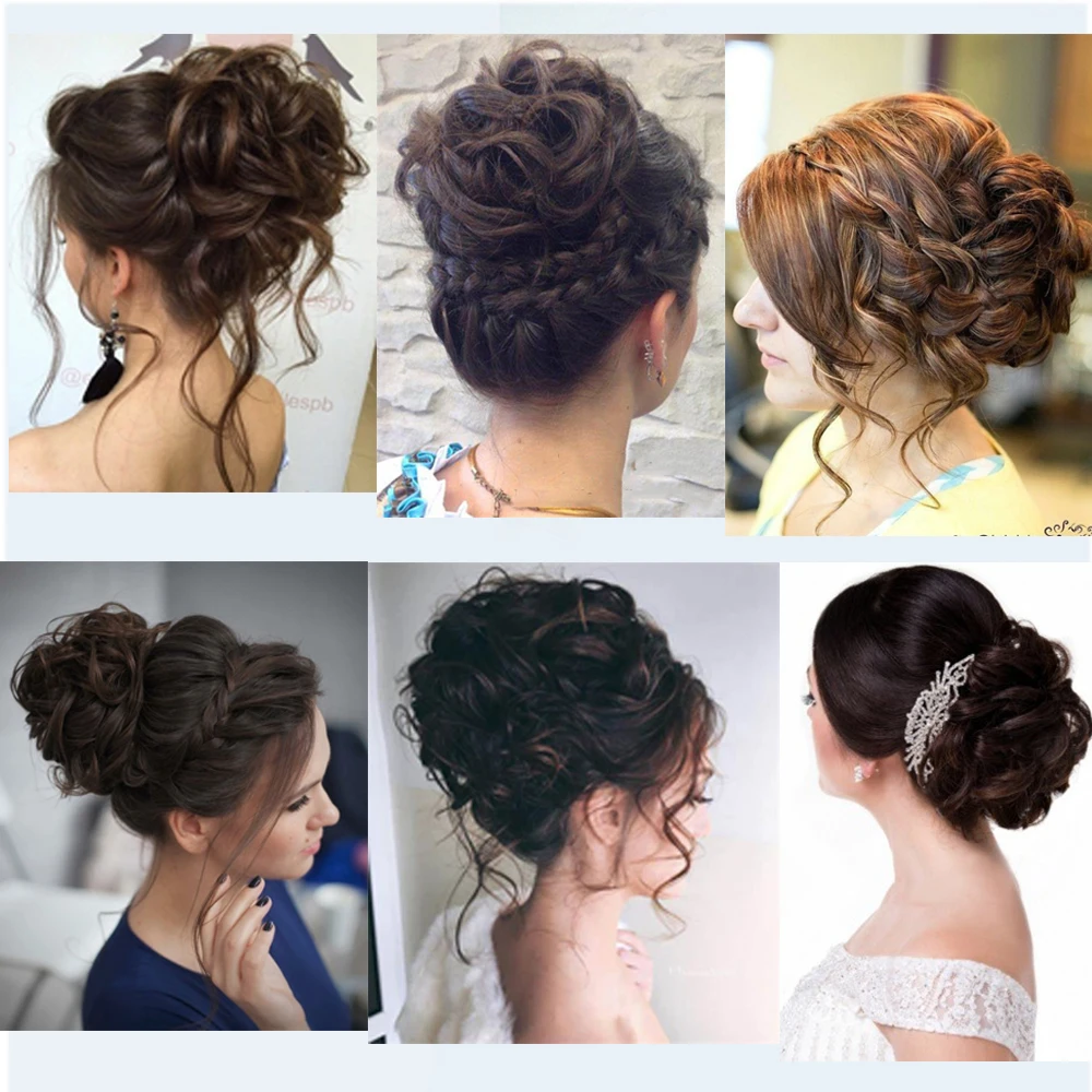 

LVHAN Women Donut Chignon Hair Bun Donut Clip In Hairpiece Extensions Synthetic Hair Extensions High Temperature Curly Bun