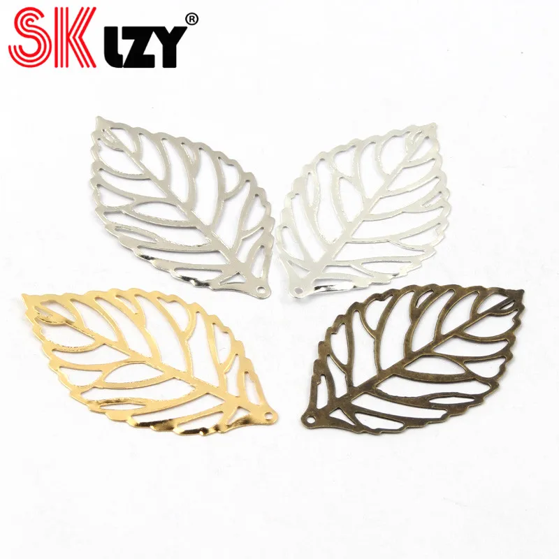 50 шт. Золотые листья филигранные обертки металлические подвески для женских